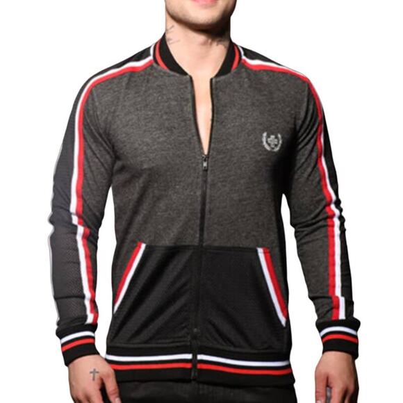 Andrew Christian Laurel Mesh Training Jacket Charcoal Medium - Picture 1 of 4